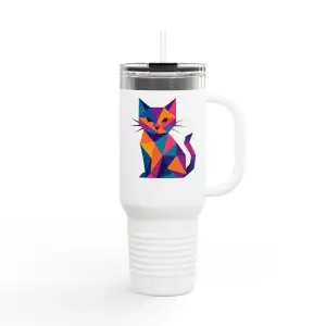 Colorful Fractal Art Cat Insulated Travel Mug | 40oz | Perfect for Cat Lovers, Gifts for Her, Unique Travel Accessories, Pet Owner Gifts, Vibrant [...]